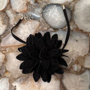 Free People Black Floral Necklace